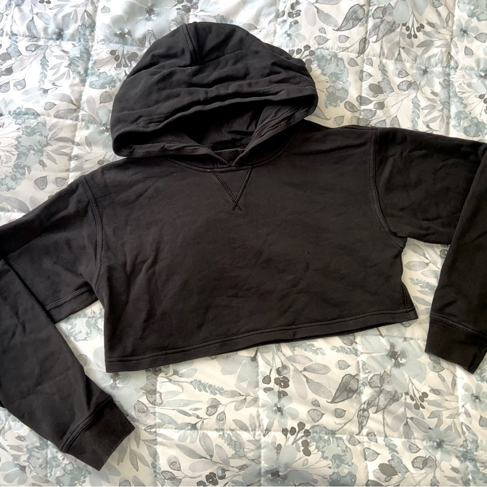 Lululemon All Yours Cropped Hoodie in Black - Picture 3 of 10